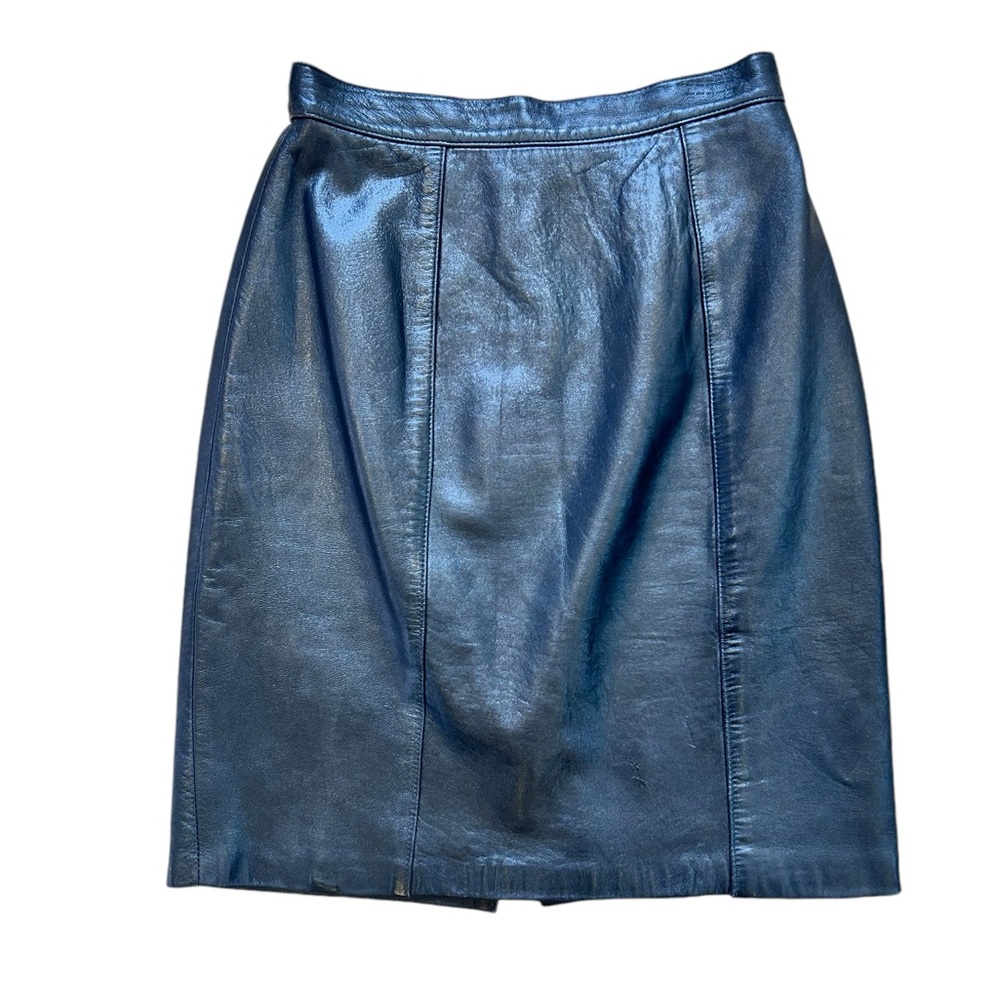 St. John Genuine Leather Skirt Black Vintage Small